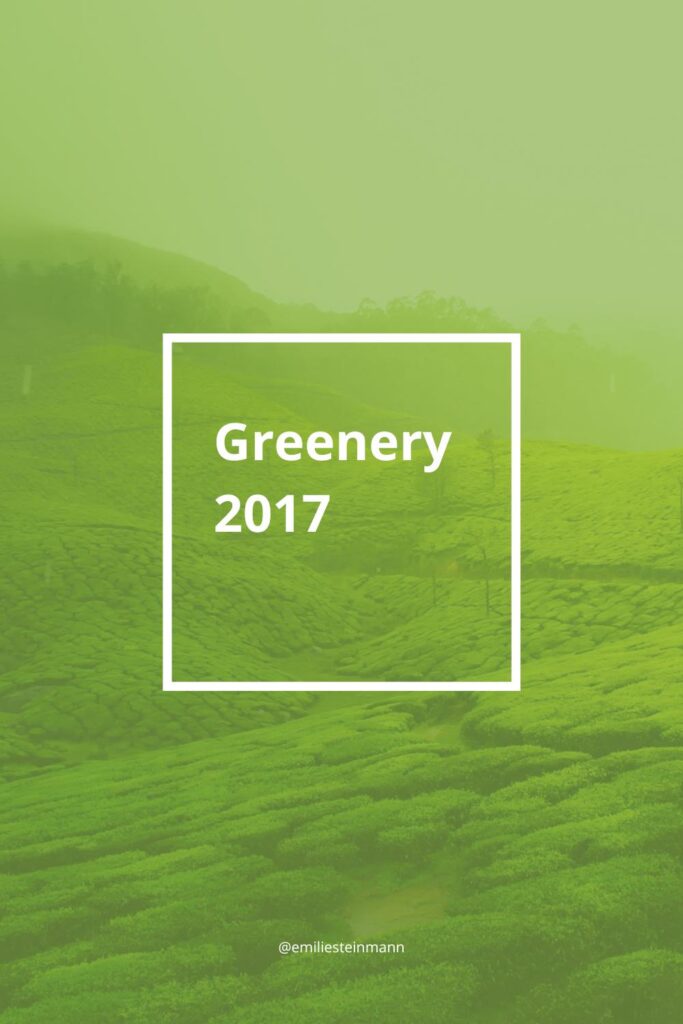 Pantone Color of the Year 2017 Greenery displayed as a fresh yellow-green landscape evoking growth, renewal, and nature.