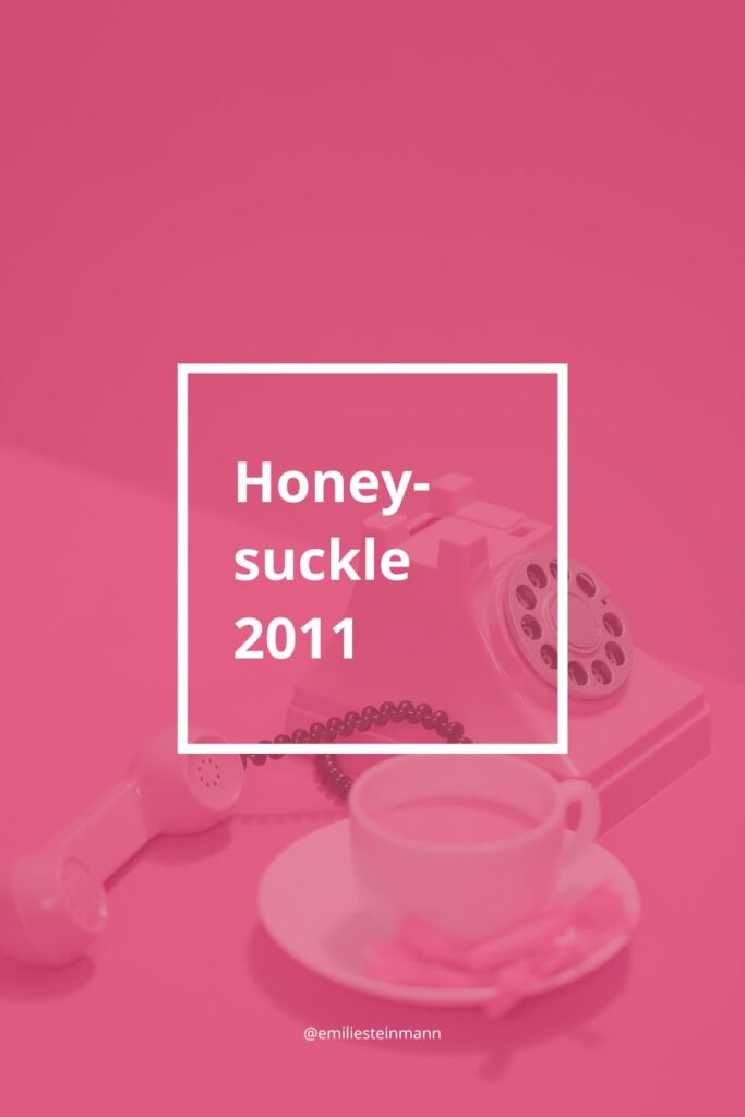 Pantone Color of the Year Honeysuckle (2011) color palette graphic illustrating harmonious color relationships across analogous, monochromatic, complementary, split complementary, triadic, and tetradic palettes.