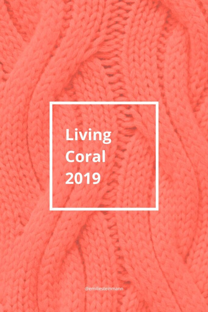 Pantone Color of the Year 2019 Living Coral presented as a warm coral-pink knit texture expressing energy, optimism, and connection.