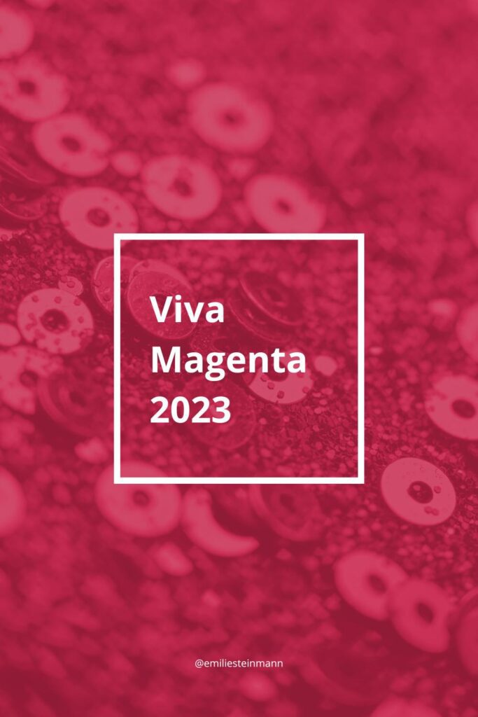 Pantone Color of the Year 2023 Viva Magenta, shown as a rich magenta background with layered organic textures and high contrast.